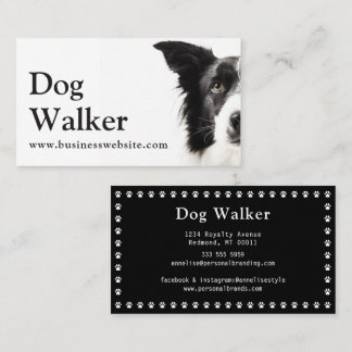 Cute Modern Silhouette Dog Walking Dog Sitting  Business Card