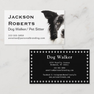 Cute Modern Silhouette Dog Walking Dog Sitting  Business Card
