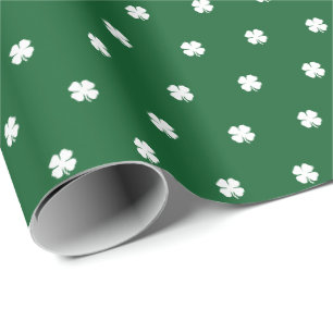 Cute Modern Simple Dark Green Lucky Clovers Wrapping Paper
