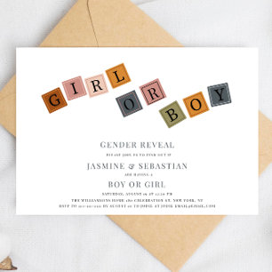Cute modern simple Gender reveal  Invitation