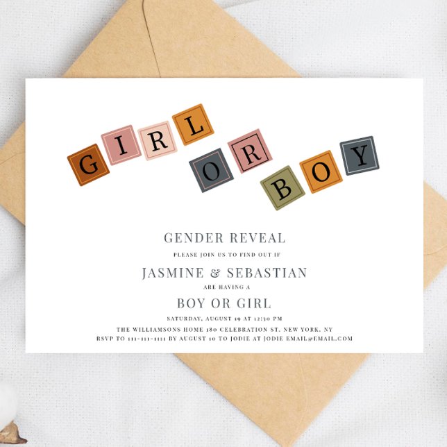Cute modern simple Gender reveal  Invitation (Creator Uploaded)