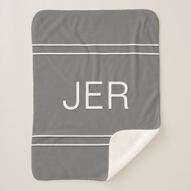 Cute Modern Simple Monogram Minimal Trendy Grey  Sherpa Blanket (Front)