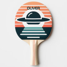 Cute Modern Simple UFO Illustration at Sunset