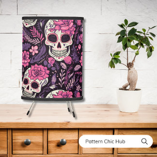 Cute Modern Sugar Skull Gothic Vintage Cool Pink Lamp