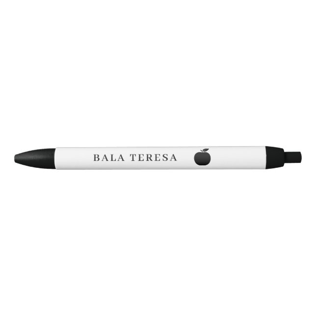 Cute Modern Teacher Apple Design Black Ink Pen (Front)