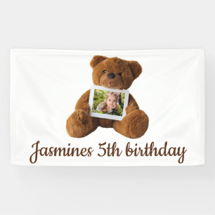 Cute modern teddy bear photo birthday banner