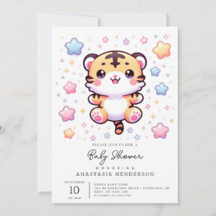 Cute Modern Tiger Baby Shower Invitation