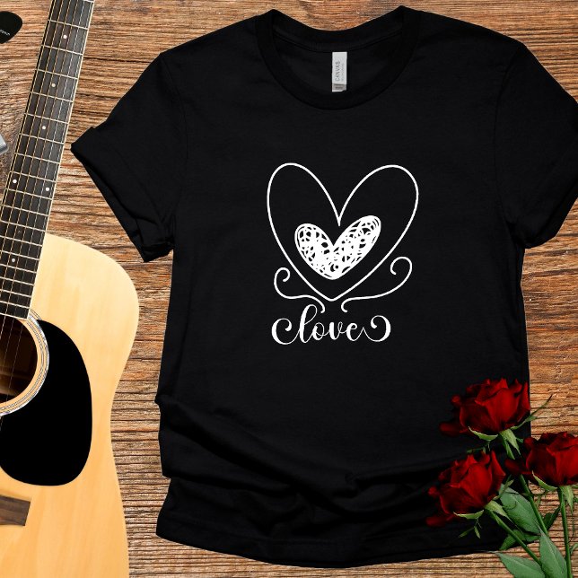 Cute Modern Typography Love Hearts Valentines Day T-Shirt (Creator Uploaded)