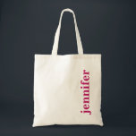 Cute Modern Typography Name Tote Bag<br><div class="desc">This cute modern typography tote bag is perfect for a bridesmaid,  bachelorette party,  or even for weddings!  And be sure to get one for yourself -- don't leave out the bride!  Personalise with the name of your choice.  The colour of the font can be changed to fit your preference.</div>
