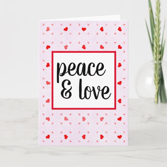 Cute Modern Typography Peace and Love Card (Front)