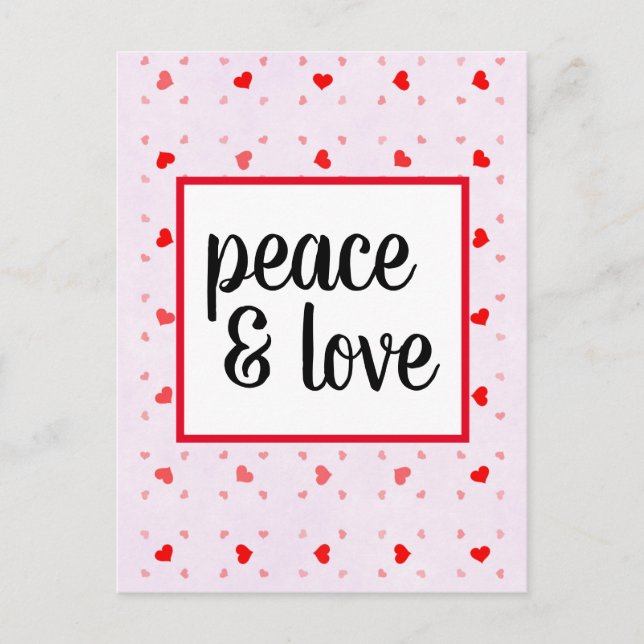 Cute Modern Typography Peace and Love Postcard (Front)