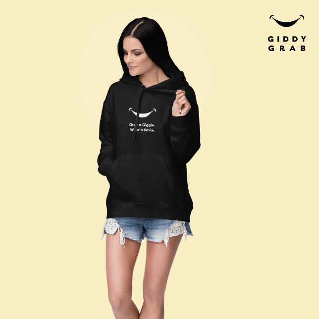 Cute Modern Typography Smile Simple Black Hoodie (Creator Uploaded)