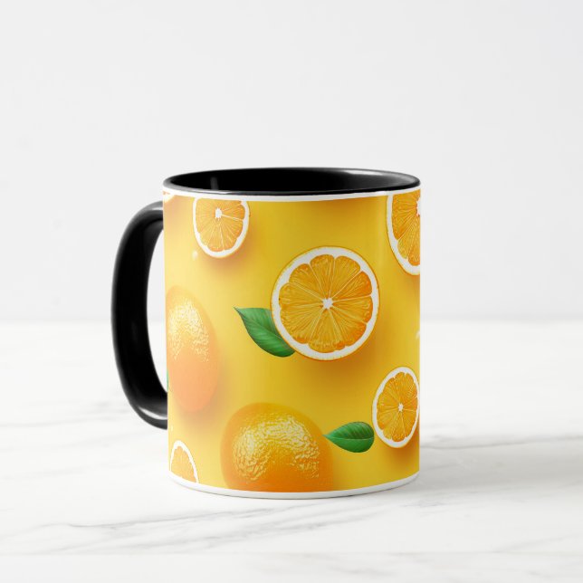 Cute Modern Unique Citrus Fruit Art Pattern Mug (Front Left)