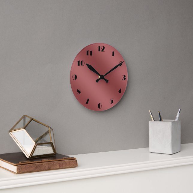 Cute Modern  Watercolor gradient solid red colour  Round Clock (Office)