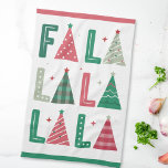 Cute Modern Whimsical Fa La La Tea Towel<br><div class="desc">A cute,  whimsical and modern holiday kitchen towel featuring the words FA LA LA LA in a hand-drawn style. The As are represented by Christmas trees.</div>
