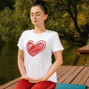 Cute Modern White Red Love Hearts Elegant Womens T-Shirt