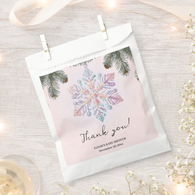 Cute Modern Winter Snowflakes Cute Baby Shower Favour Bags (Clipped)