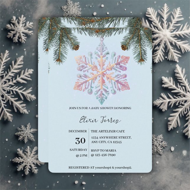 Cute Modern Winter Snowflakes Cute Baby Shower Invitation (Creator Uploaded)