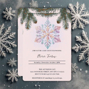 Cute Modern Winter Snowflakes Cute Baby Shower Invitation