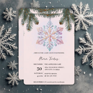 Cute Modern Winter Snowflakes Cute Baby Shower Invitation