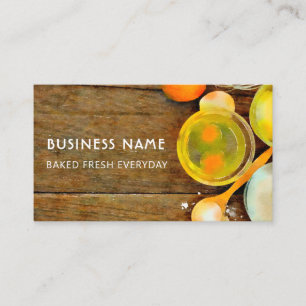 Cute & Modern Wood Watercolor Bakery Business Card