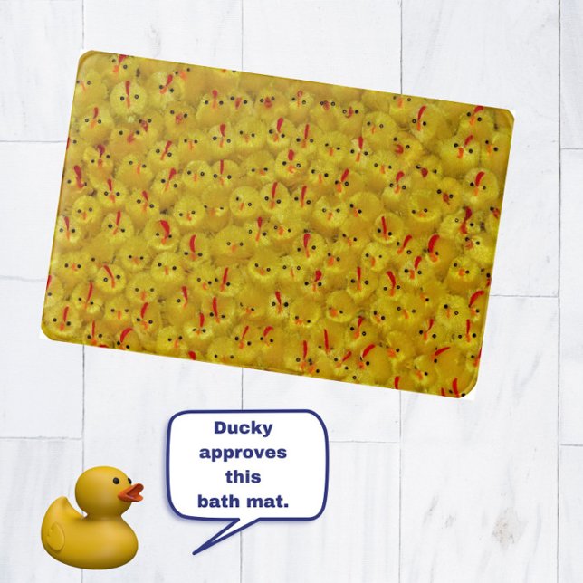 Cute Modern Yellow Easter Chick Pattern Spring Bath Mat (Add spring flare to your bathroom with this fun, yellow chick pattern bathmat!)