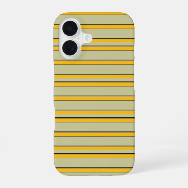 Cute modern yellow stripes iPhone 16 case (Back)