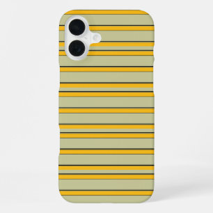 Cute modern yellow stripes iPhone 16 plus case