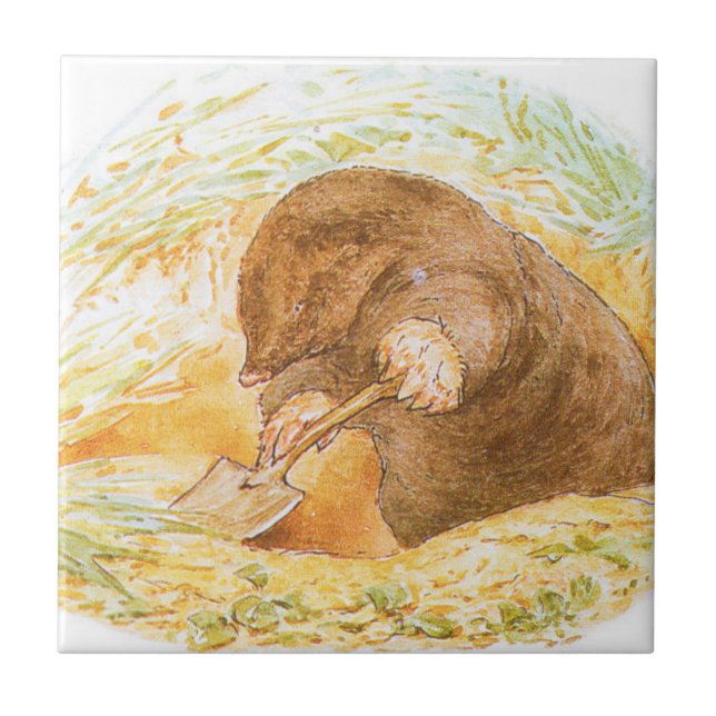 Cute Mole (Animal Art for Kids) (Beatrix Potter) Tile (Front)