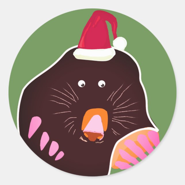Cute Mole Cristmas  Sticker (Front)
