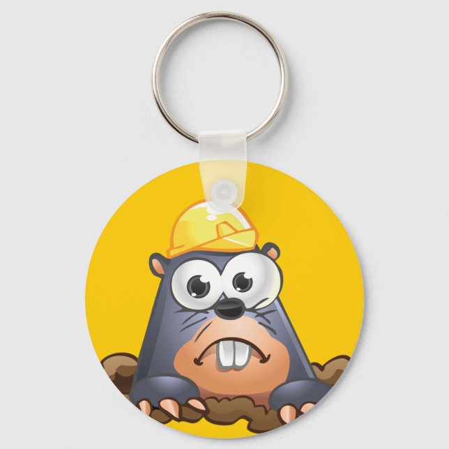 Cute Mole Digging Cartoon Key Ring (Front)