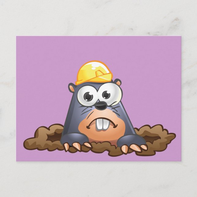 Cute Mole Digging Cartoon Postcard (Front)