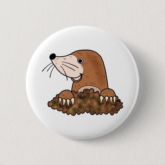 Cute mole funny small animal cartoon art 6 cm round badge (Front)