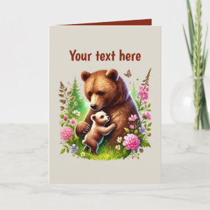 Cute Mom baby customizable bear  Card