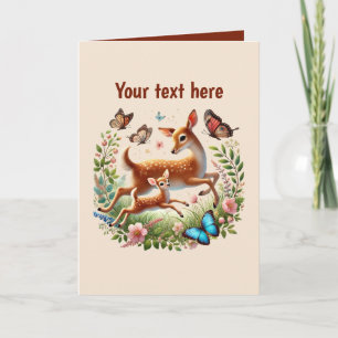 Cute Mom baby deer customizable  Card