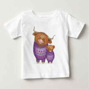 Cute mom & baby Highland cow child's T-shirt