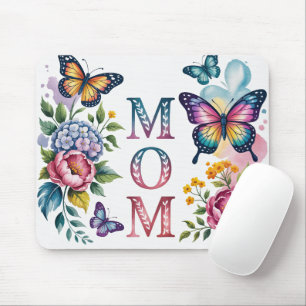 Cute Mom Floral Butterfly Mouse Pad