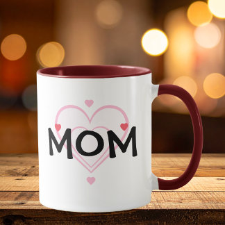 Cute MOM Heart Red Personalise Mug