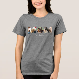 Cute MOM Photo Collage, Pet Dog, Personalised  Tri-Blend Shirt