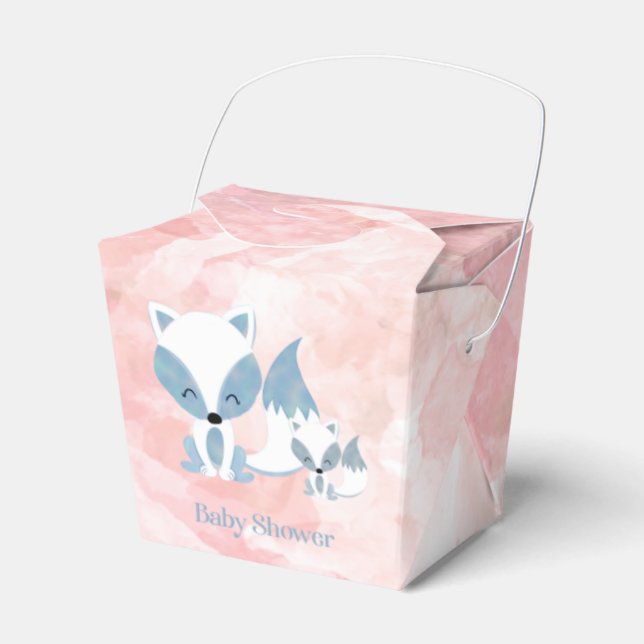 Cute Momma Fox and Baby Fox Baby Shower Favour Box (Front Side)