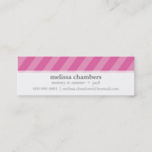 CUTE MOMMY PLAYDATE CONTACT simple stripe pink Calling Card