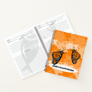 Cute Monarch Butterflies Orange Named Favourite Notebook