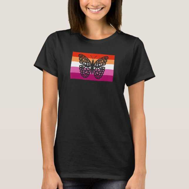 Cute Monarch Butterfly Garden Gay Lesbian Pride Fl T-Shirt (Front)