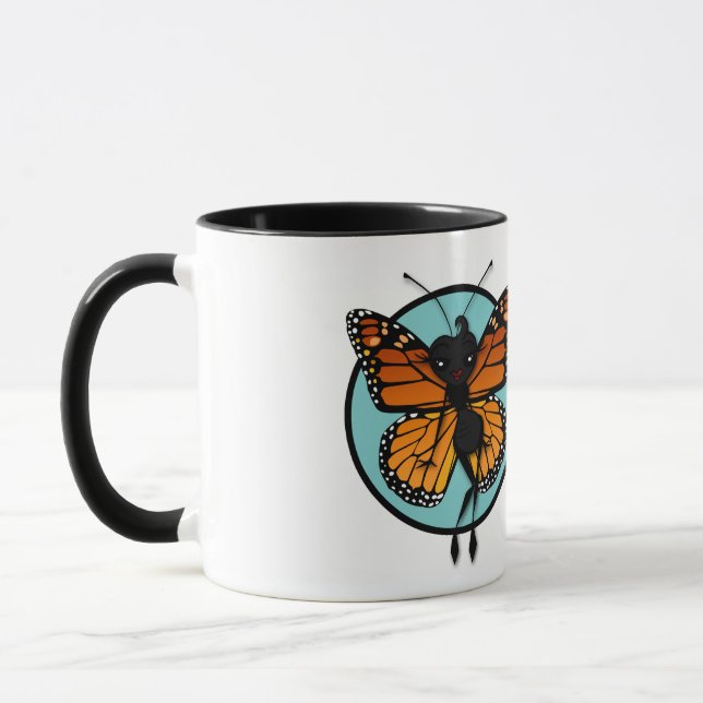 CUTE MONARCH BUTTERFLY LADY RINGER MUG (Left)
