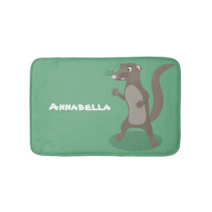 Cute mongoose cartoon illustration bath mat