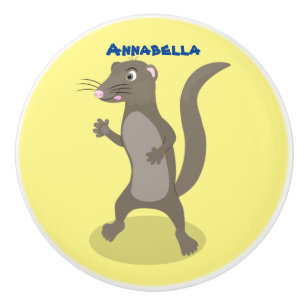 Cute mongoose cartoon illustration ceramic knob