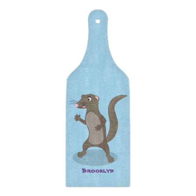 Cute mongoose cartoon illustration cutting board (Front)
