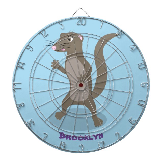 Cute mongoose cartoon illustration dartboard (Front)