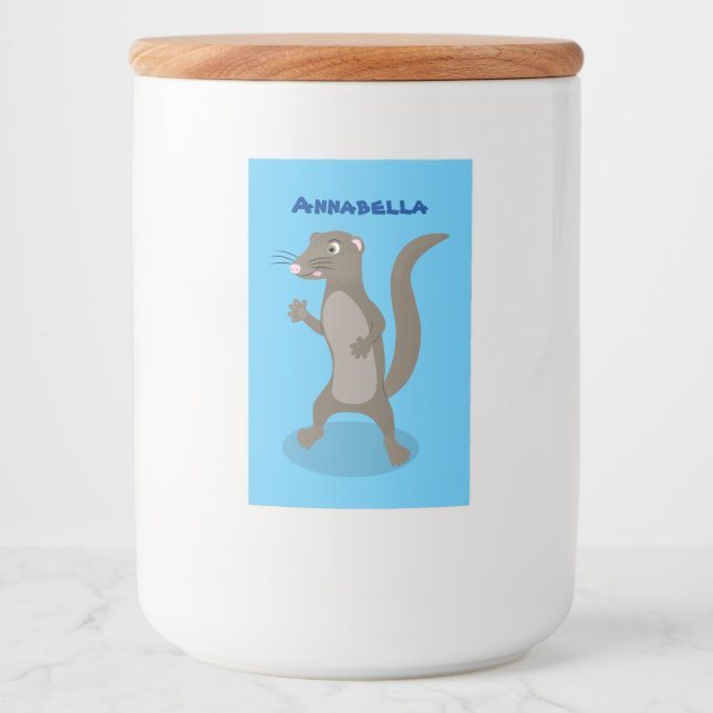 Cute mongoose cartoon illustration food label (Front)