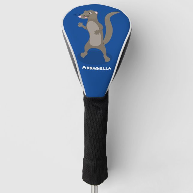 Cute mongoose cartoon illustration golf head cover (Front)